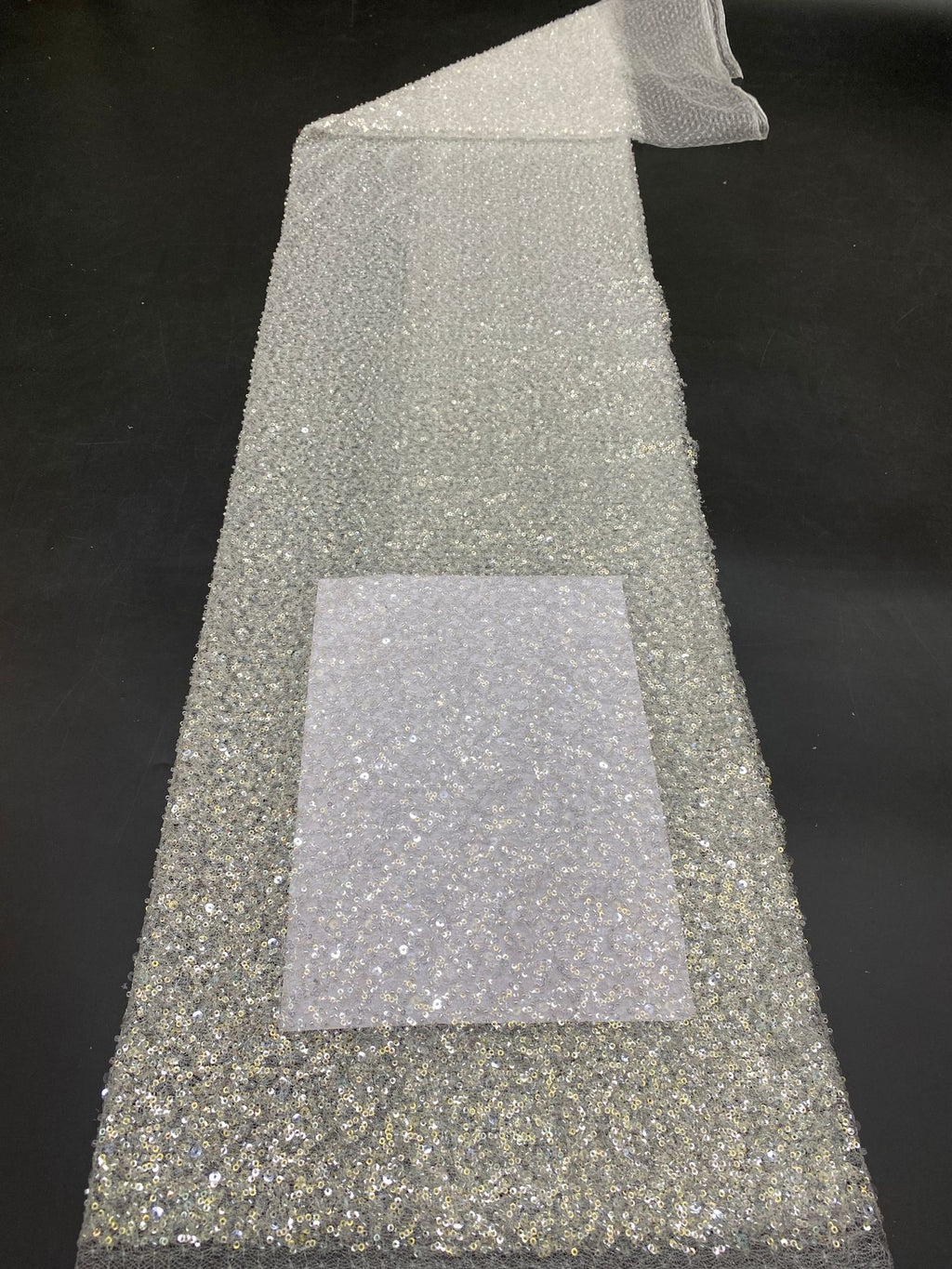 Random Net Bead & Crystal Sequin Embroidery Fabric — fabric photo 2