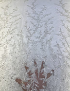 Floral Laser-Cut Bead & Sequin Bridal Fabric — fabric photo 2