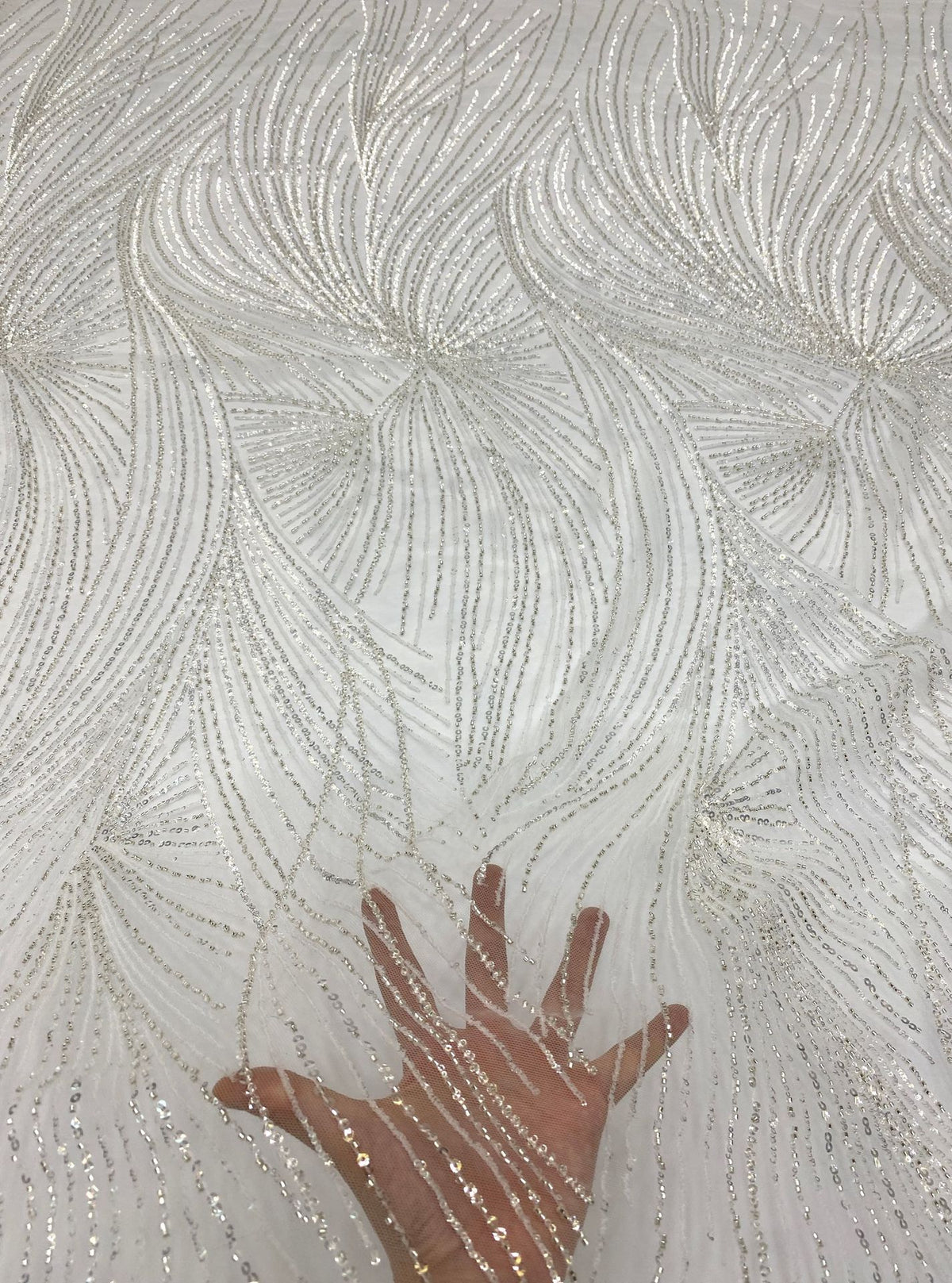 2/4 mm Sequin Embroidered Bridal Fabric – Design 22431 — fabric photo 2