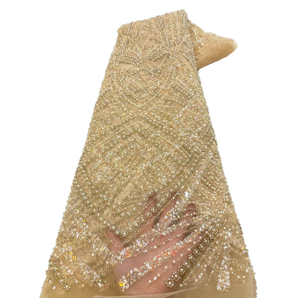 Sequin & Bugle-Bead Embroidered Tulle Mesh Fabric – Design 97663 — fabric photo 5