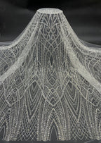 Bugle Bead & 3/5mm Sequin Embroidered Fabric