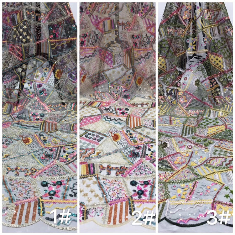 Multicolor Sequin Embroidered Tulle Mesh Fabric