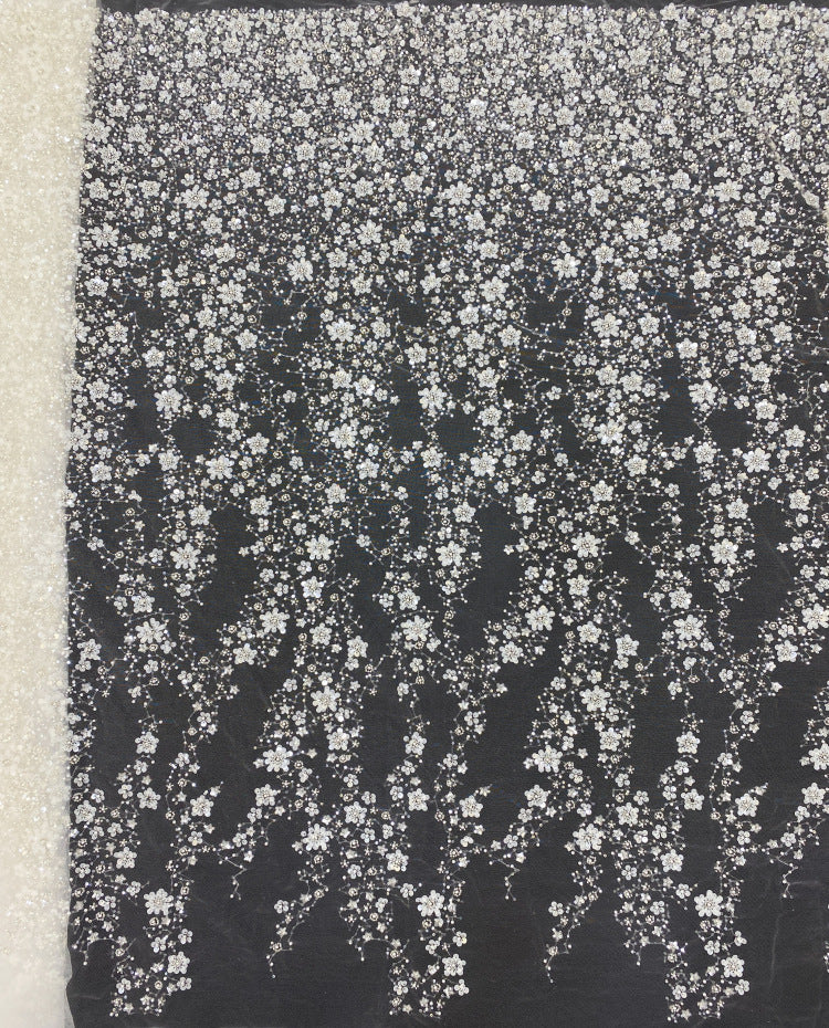 Gradient Foam Bead Silver Sequin Embroidery Fabric — fabric photo 6
