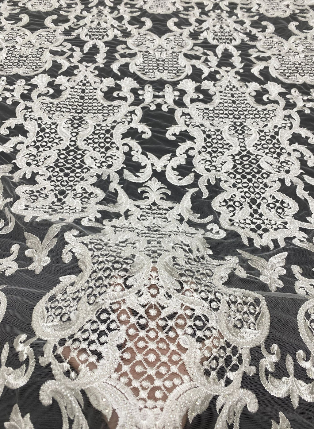 Bead & Sequin Embroidered Fabric for Gowns — fabric photo 2