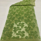 Botanical Sequin Embroidered Chiffon Fabric — fabric photo 5