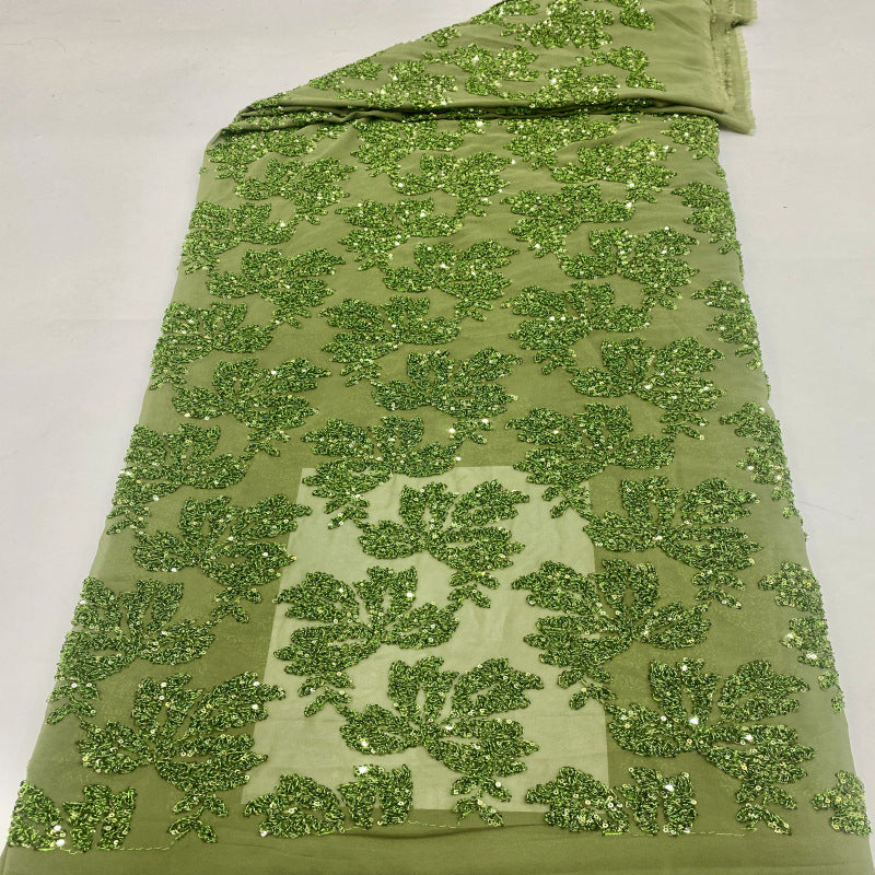 Botanical Sequin Embroidered Chiffon Fabric — fabric photo 5