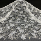 Laser Floral Applique Bead & Sequin Embroidered Fabric