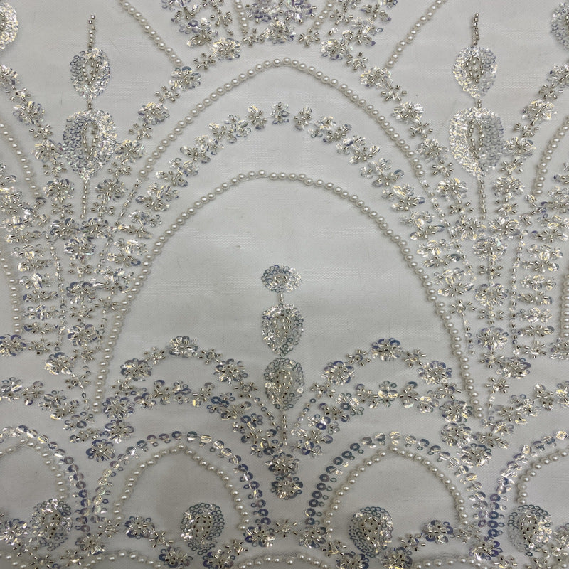 Sequin & Bubble-Bead Embroidered Bridal Fabric – Design 31391 — fabric photo 3