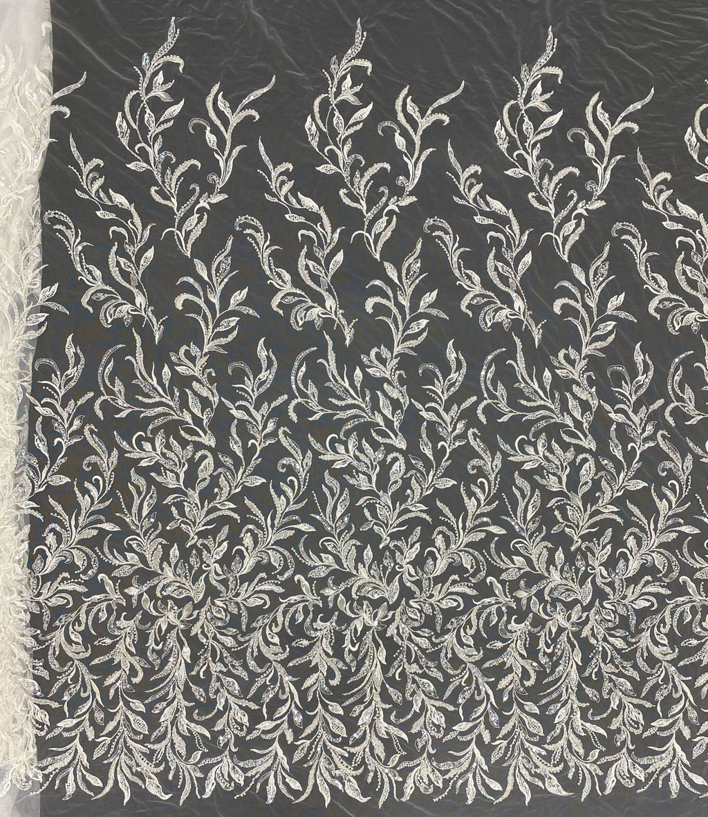 Bugle & Foam Bead 3/4mm Sequin Bridal Fabric — fabric photo 6
