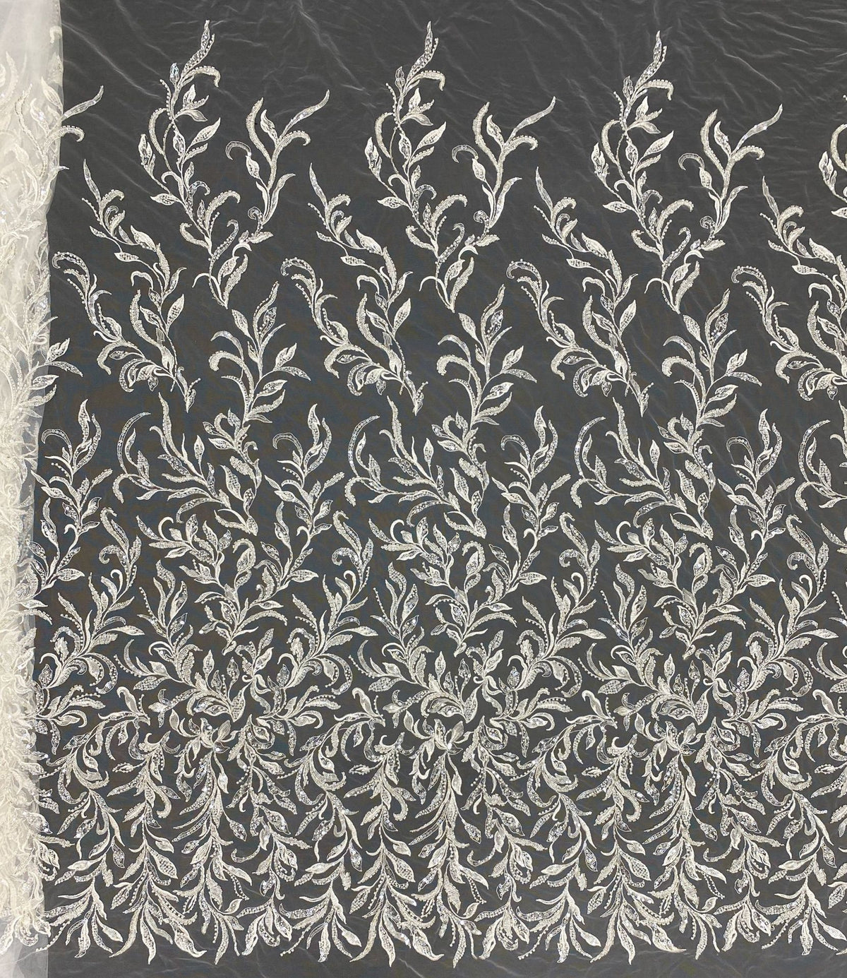 Bugle & Foam Bead 3/4mm Sequin Bridal Fabric — fabric photo 6