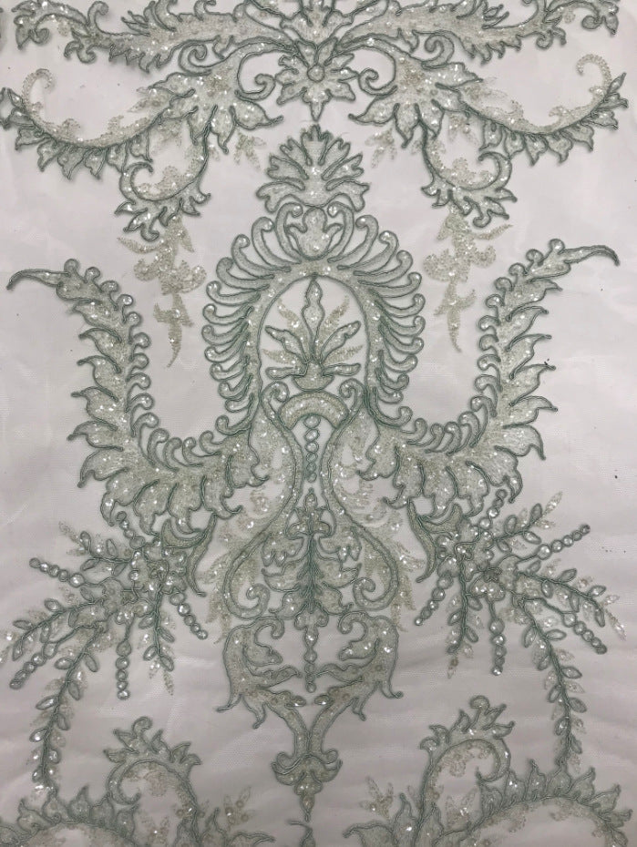 3D Sequin Embroidered Bridal Fabric – Design 65247 — fabric photo 5
