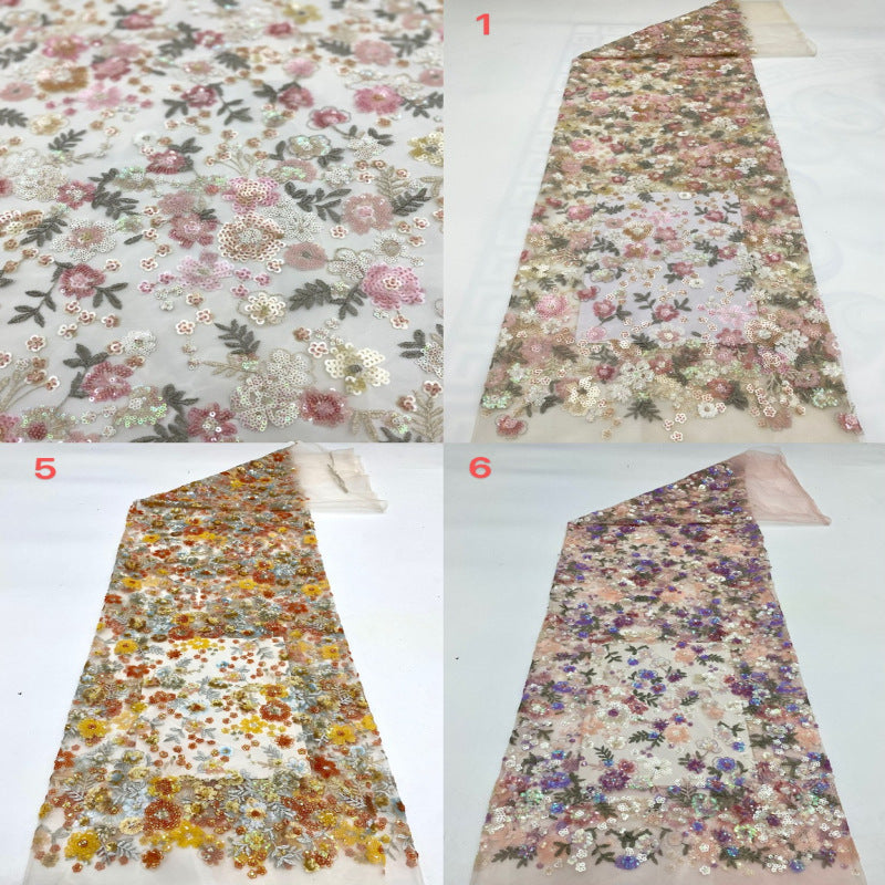 Colorful Laminated Sequin Embroidered Mesh Lace