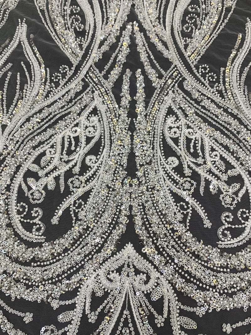 Dense Bead & 3/5mm Sequin Embroidered Fabric — fabric photo 3