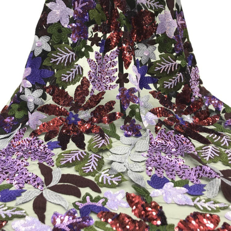 Multicolor Sequin Embroidered Bridal Fabric – Design 55487 — fabric photo 3