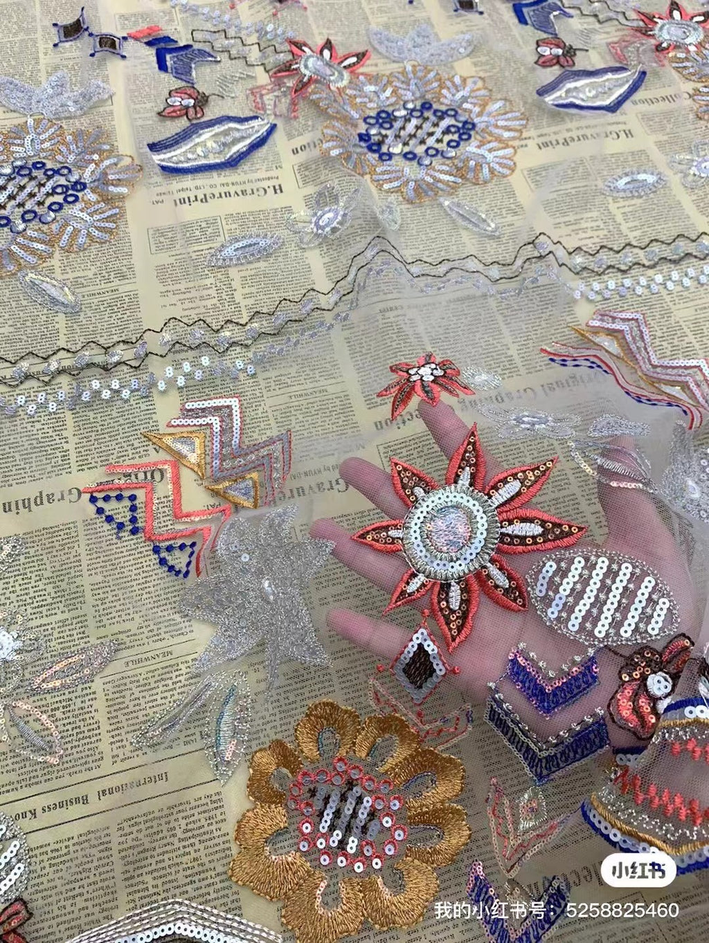 2/4 mm Sequin Embroidered Tulle Mesh Fabric — fabric photo 4