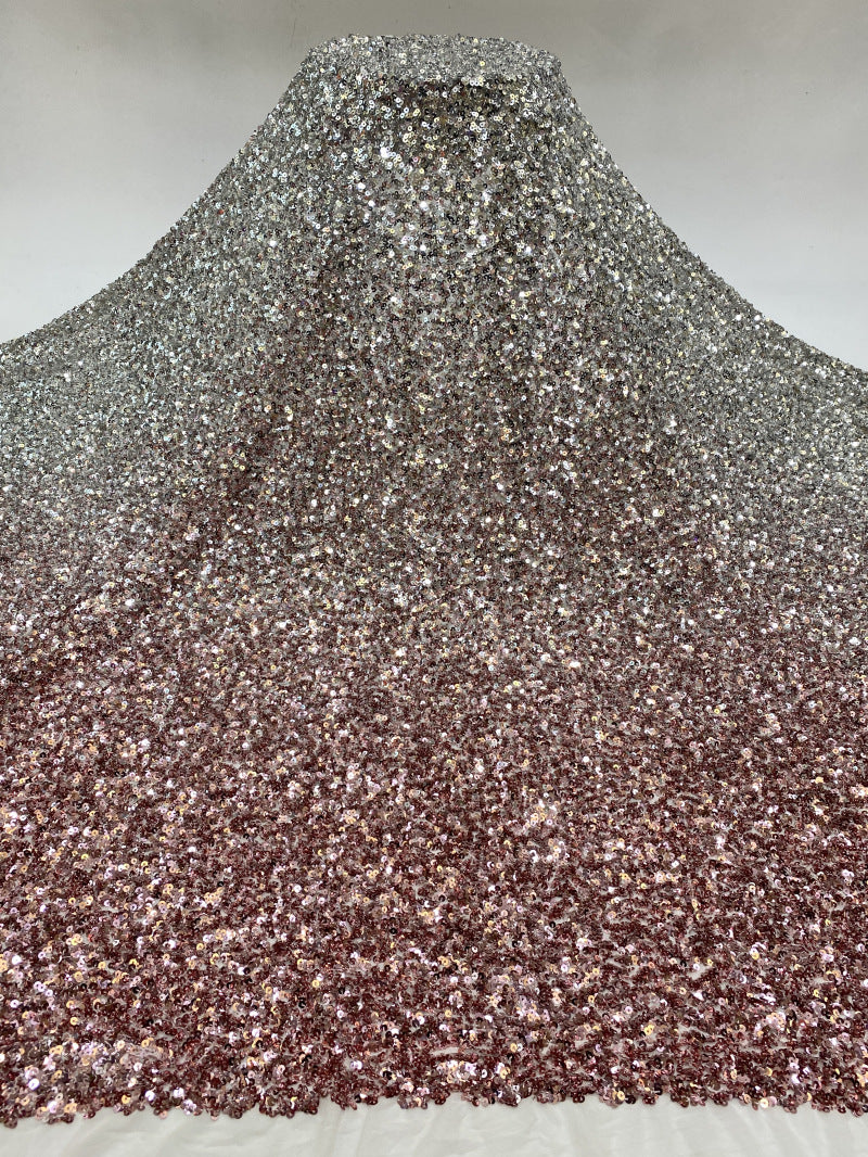 Gradient Two-Tone Sequin Foam Embroidered Stretch Mesh — fabric photo 5