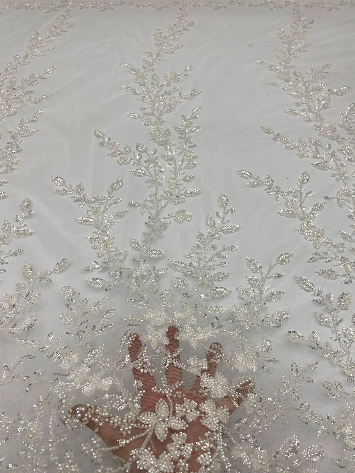 Botanical Foam Bead Sequin Wedding Fabric — fabric photo 4