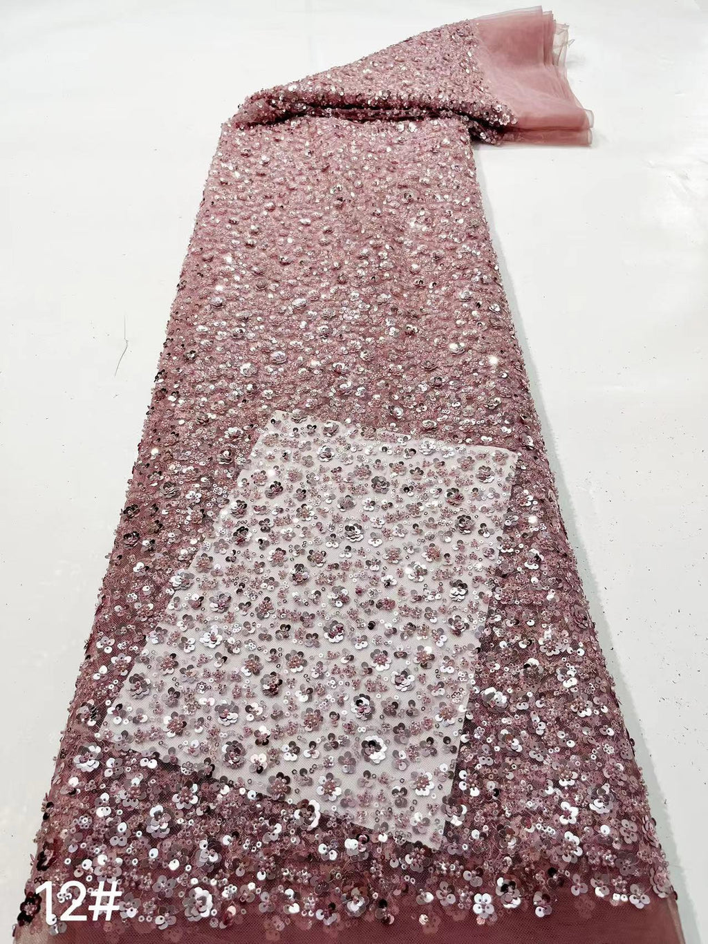 Dense Bead & 3/5mm Sequin Gown Fabric — fabric photo 5