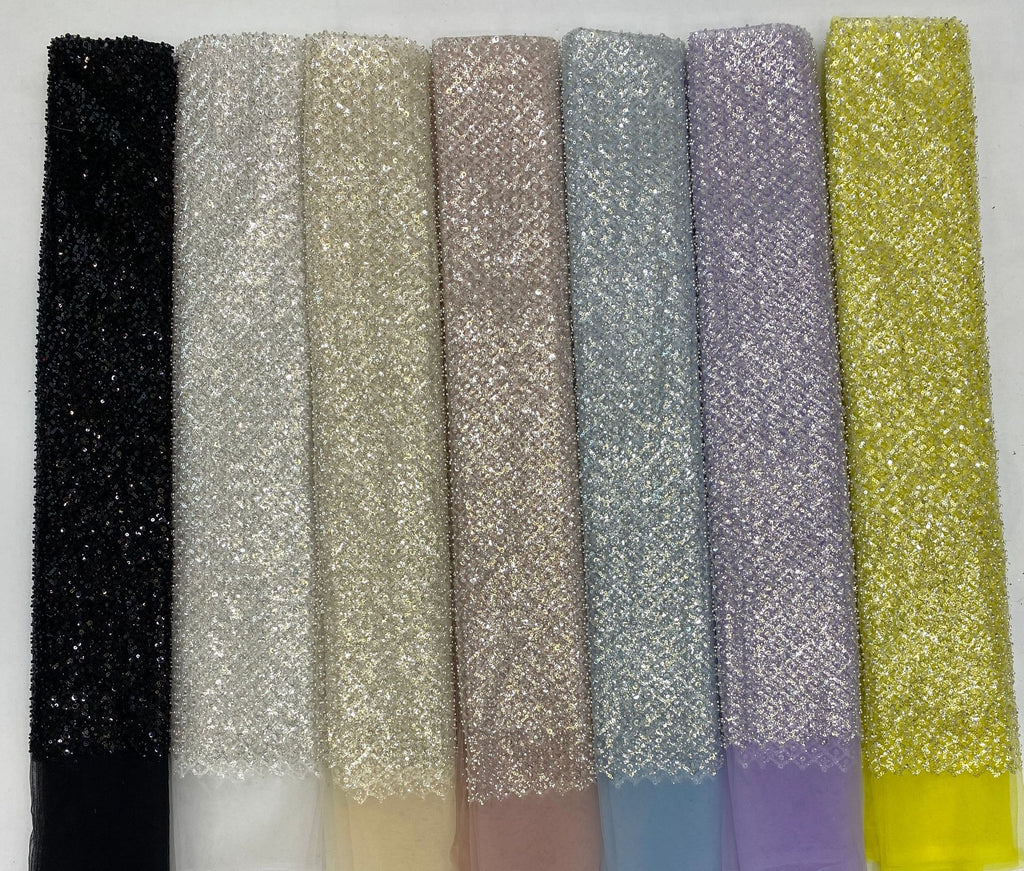 Mini Diamond Bead & Crystal Sequin Fabric