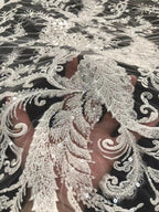 Modern White Bridal Bead & 2/4 mm Sequin Fabric — fabric photo 3