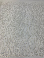 Aquatic Botanical Silver Bead Sequin Fabric — fabric photo 2