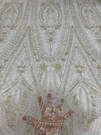 Crystal-Look Sequin & Bubble-Bead Embroidered Bridal Fabric – Design 68703 — fabric photo 4
