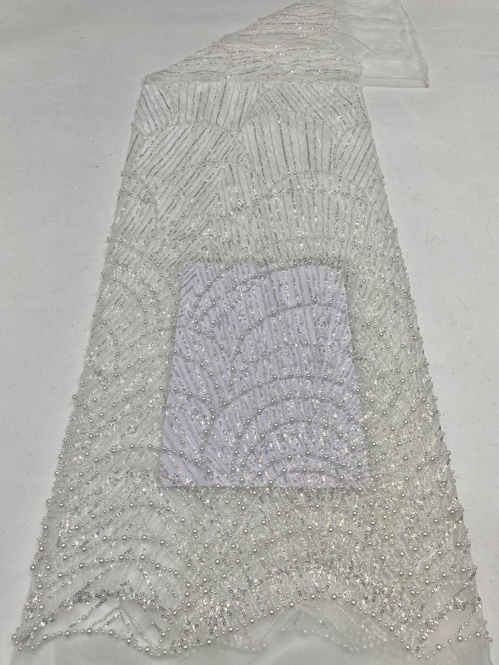 Heavy Sequin & Bubble-Bead Embroidered Bridal Fabric – Design 57183 — fabric photo 6
