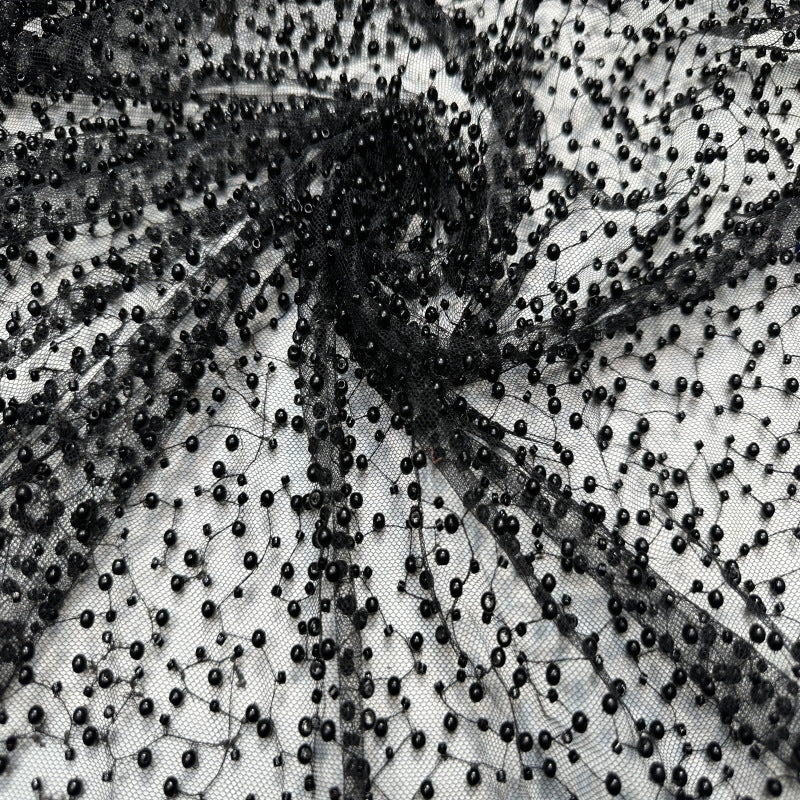 Double-Bead Embroidered Irregular Mesh Fabric — fabric photo 4