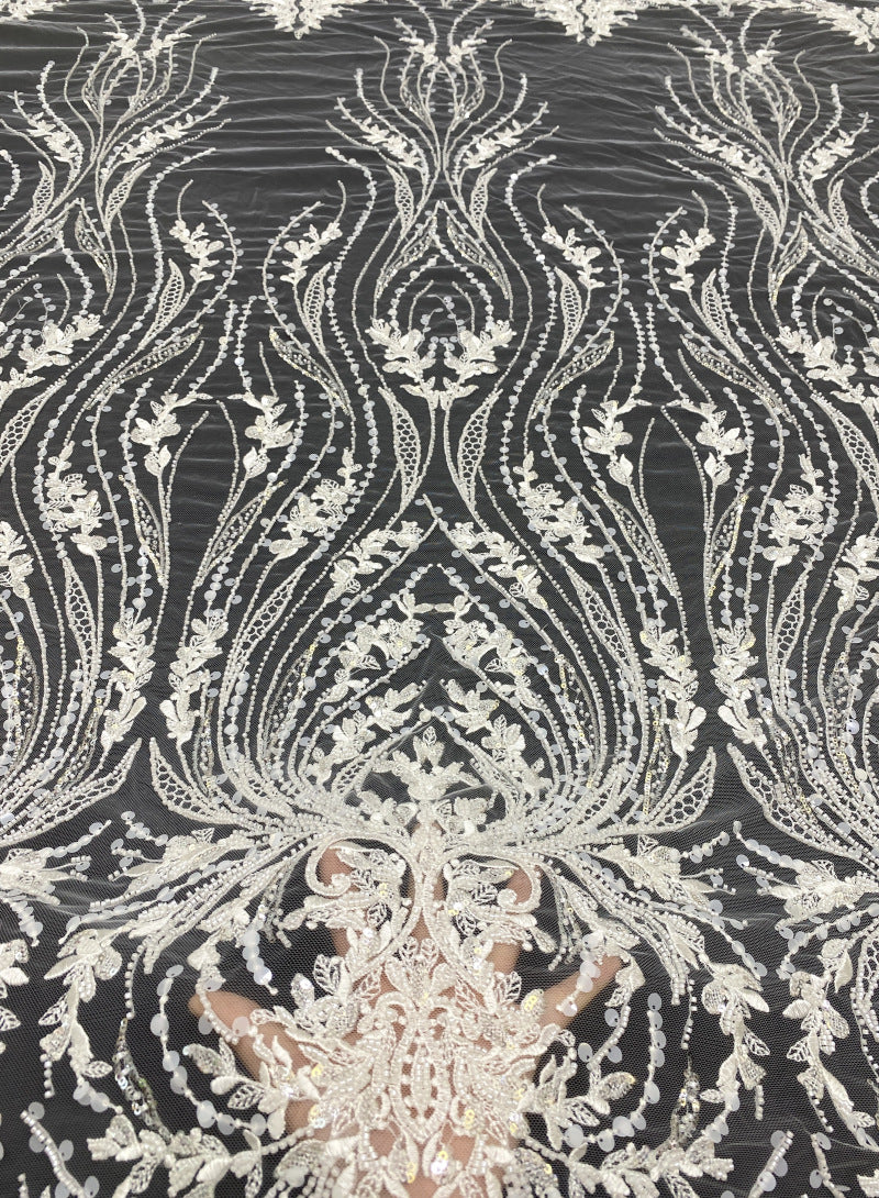 Sequin Embroidered Bridal Fabric – Design 92511 — fabric photo 2