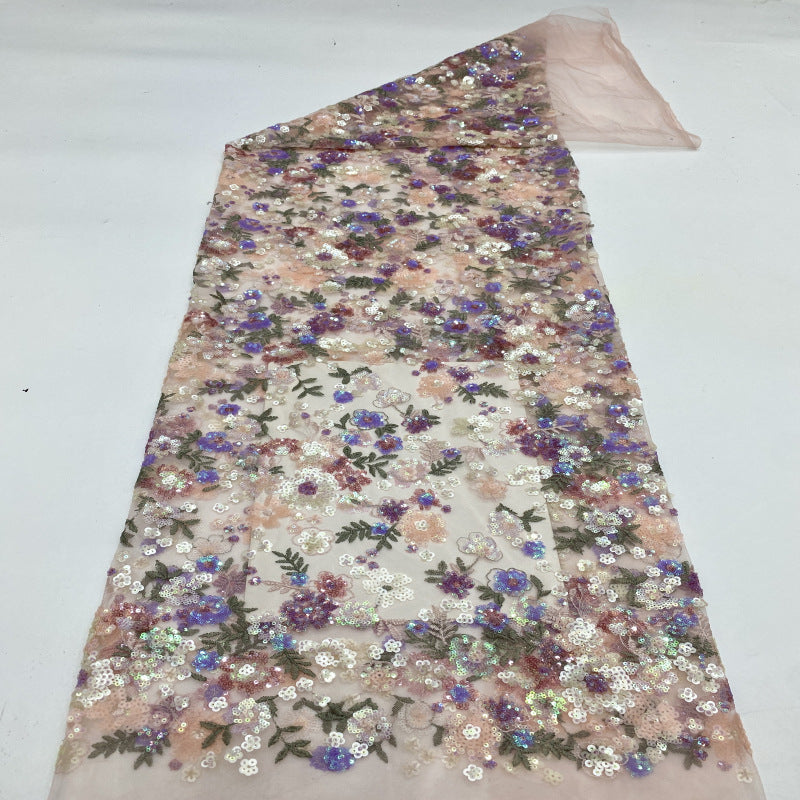 Colorful Laminated Sequin Embroidered Mesh Lace — fabric photo 4