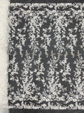 Symmetrical Floral Bead & Sequin Embroidered Fabric — fabric photo 6