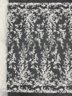 Symmetrical Floral Bead & Sequin Embroidered Fabric — fabric photo 6