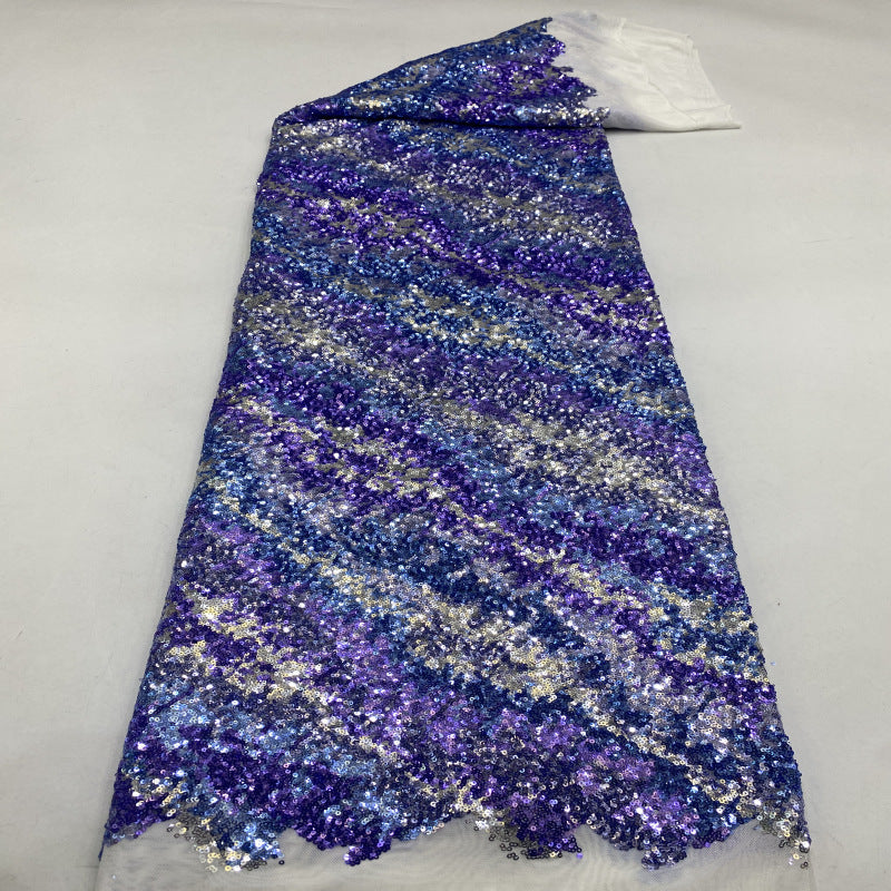 Twill-Effect Colorful Sequin Stretch Mesh — fabric photo 4