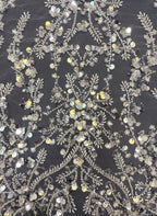 Plant Motif Foam Bead Sequin Embroidered Fabric — fabric photo 3