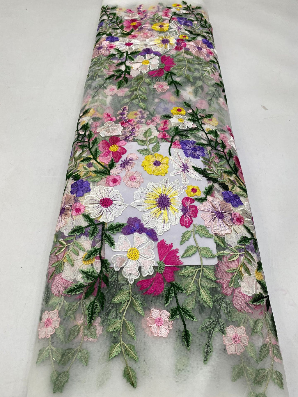 Multicolor Embroidered Bridal Fabric – Design 14495 — fabric photo 6
