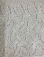 Wave 3/5 mm Crystal-Look Sequin & Silver-Bead Embroidered Bridal Fabric – Design 69183 — fabric photo 2