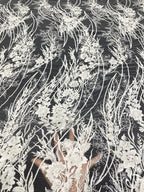 Floral Bead & Sequin Embroidered Bridal Fabric — fabric photo 2