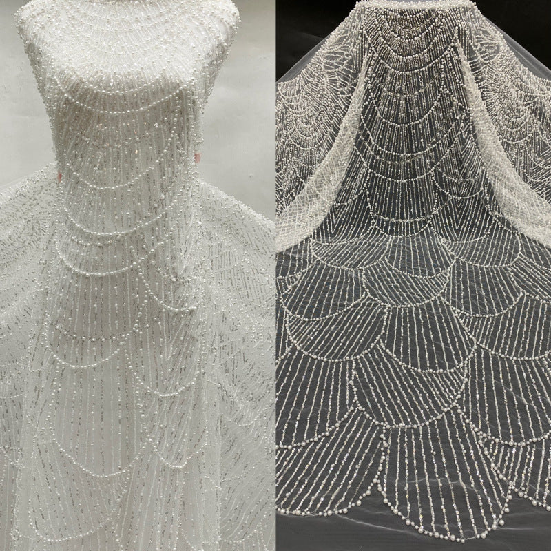 Heavy Sequin & Bubble-Bead Embroidered Bridal Fabric – Design 57183