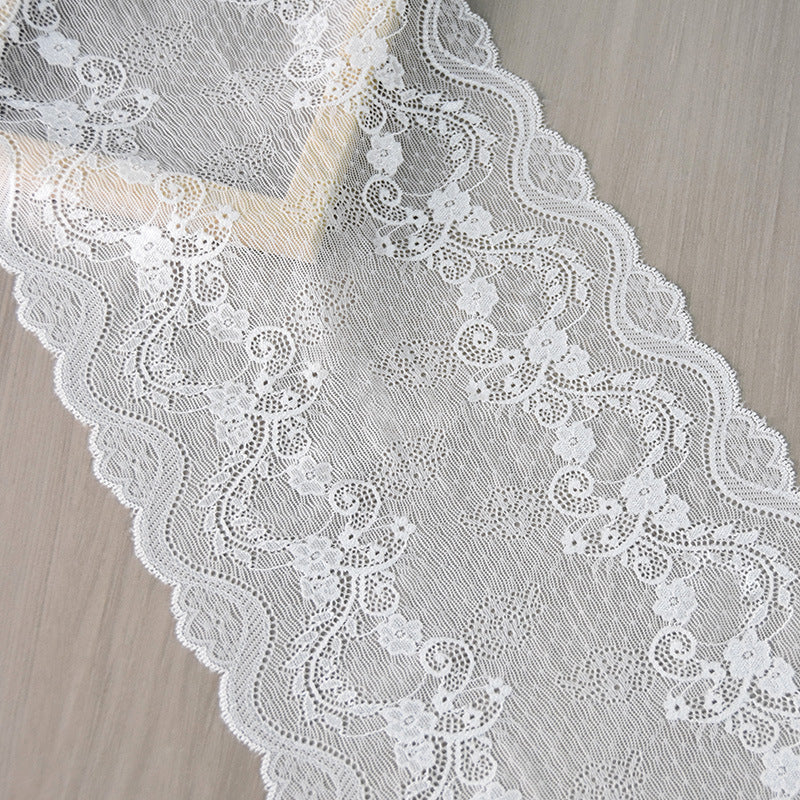 Leaf Picot-Edge Stretch Lace Trim 22 cm — fabric photo 3