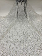 2/4 mm Crystal-Look Sequin & Silver-Bead Embroidered Bridal Fabric – Design 45311 — fabric photo 6