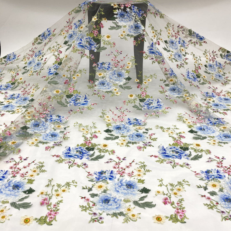 Botanical Printed Laser Embroidery Fabric