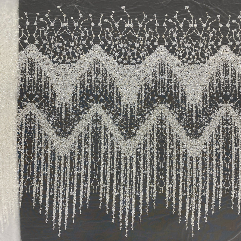 Sequin & Bugle-Bead Embroidered Bridal Fabric – Design 29151