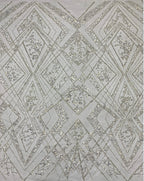 Heavy 3/5 mm Crystal-Look Sequin & Triple-Bead Embroidered Bridal Fabric – Design 99583 — fabric photo 2