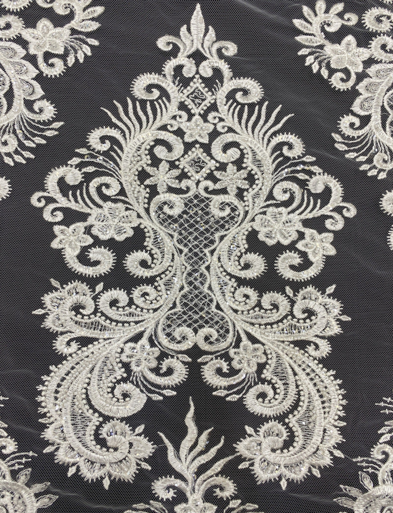 Dense Sequin Embroidered Bridal Fabric — fabric photo 3