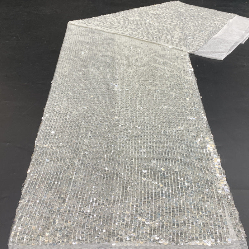 Heavy 3/5 mm Sequin Embroidered Stretch Mesh Fabric — fabric photo 4