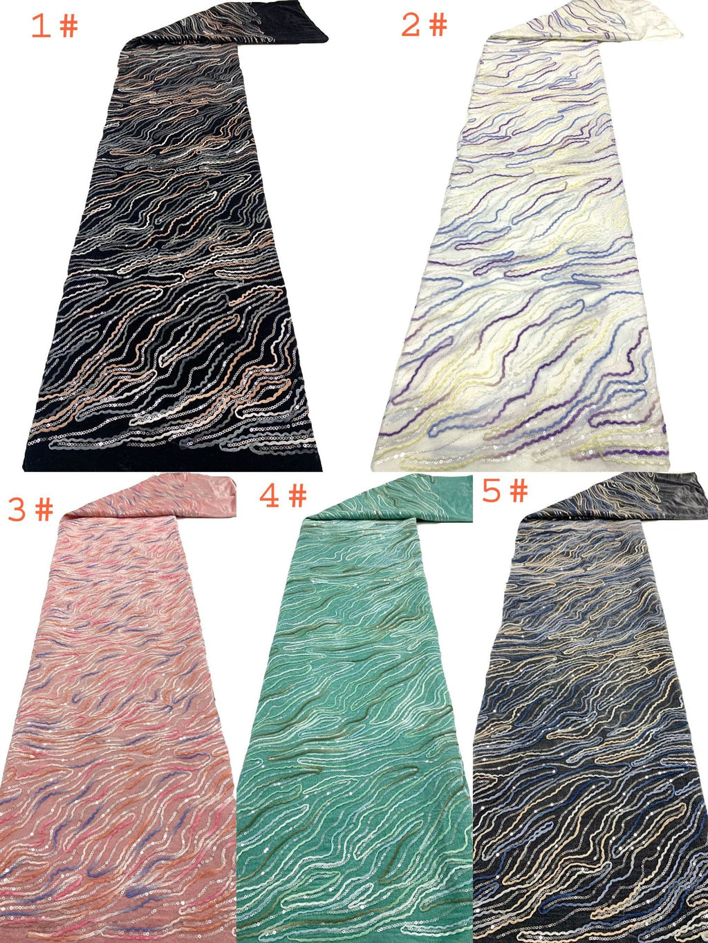 Sequin & Cordwork Embroidered Textured Fabric