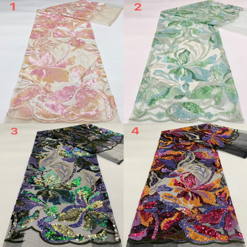 Mixed-Size Sequin Embroidered Mesh
