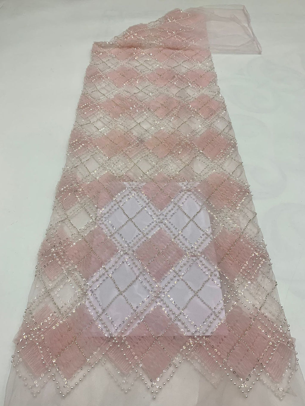 Grid Disc, Foam Bead & Sequin Embroidered Fabric — fabric photo 2