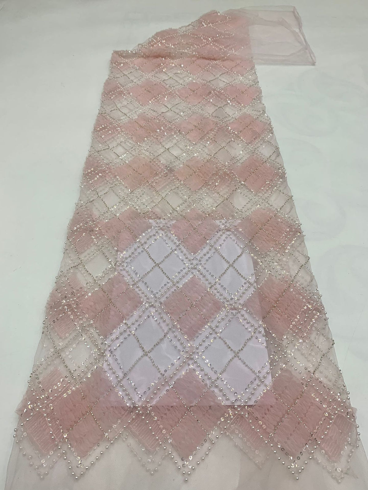 Grid Disc, Foam Bead & Sequin Embroidered Fabric — fabric photo 2