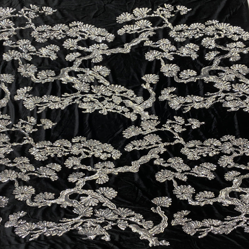 3 mm Sequin Embroidered Velvet-Base Fabric — fabric photo 2